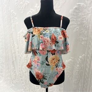 SHEIN Floral Bathing Suit Sz 1X Floral Core Bohemian Shabby Chic Hyperfeminine